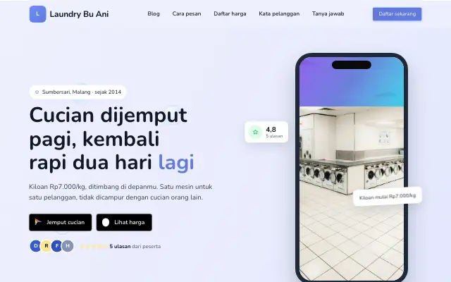 Tampilan tema Bening