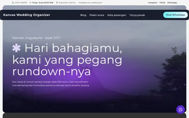 Tampilan tema Bintang