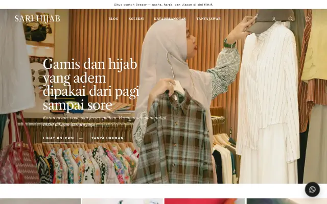 Tampilan tema Busana