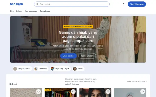 Tampilan tema Hemat