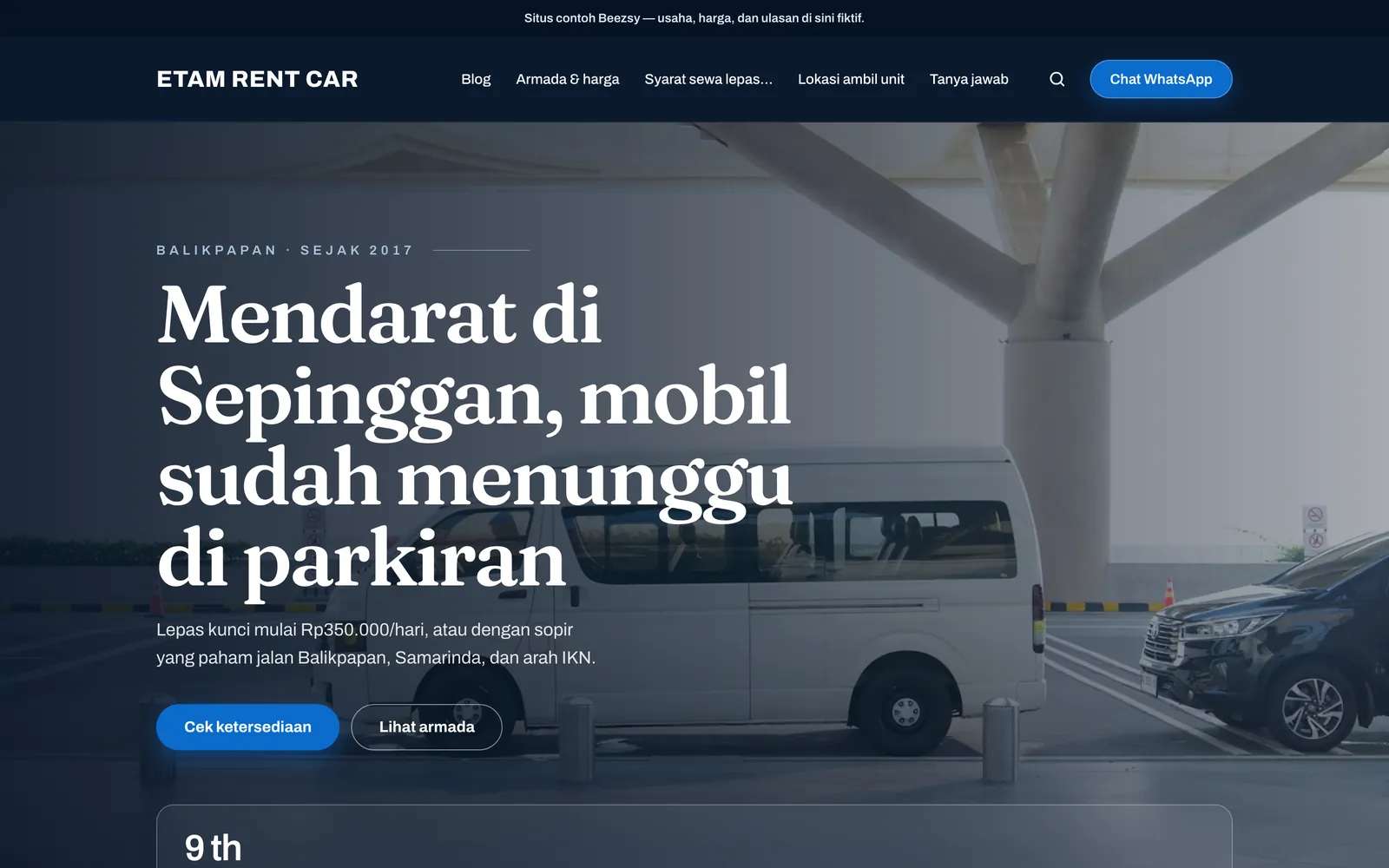 Contoh situs Booking & rental buatan Beezsy