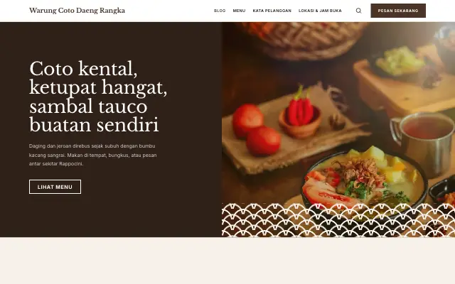Tampilan tema Rempah