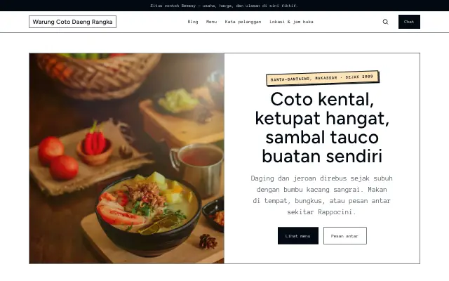 Tampilan tema Seruput