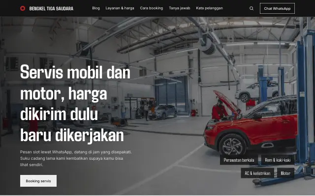 Tampilan tema Servis